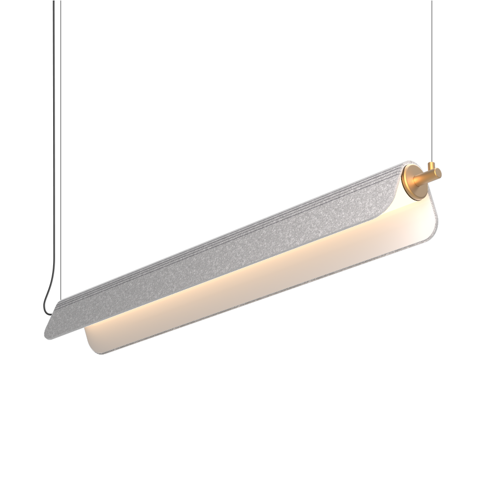Luxx Box Aesthetic Ceiling Light featuring a sleek, elongated design with a soft, warm glow, suspended by thin wires.