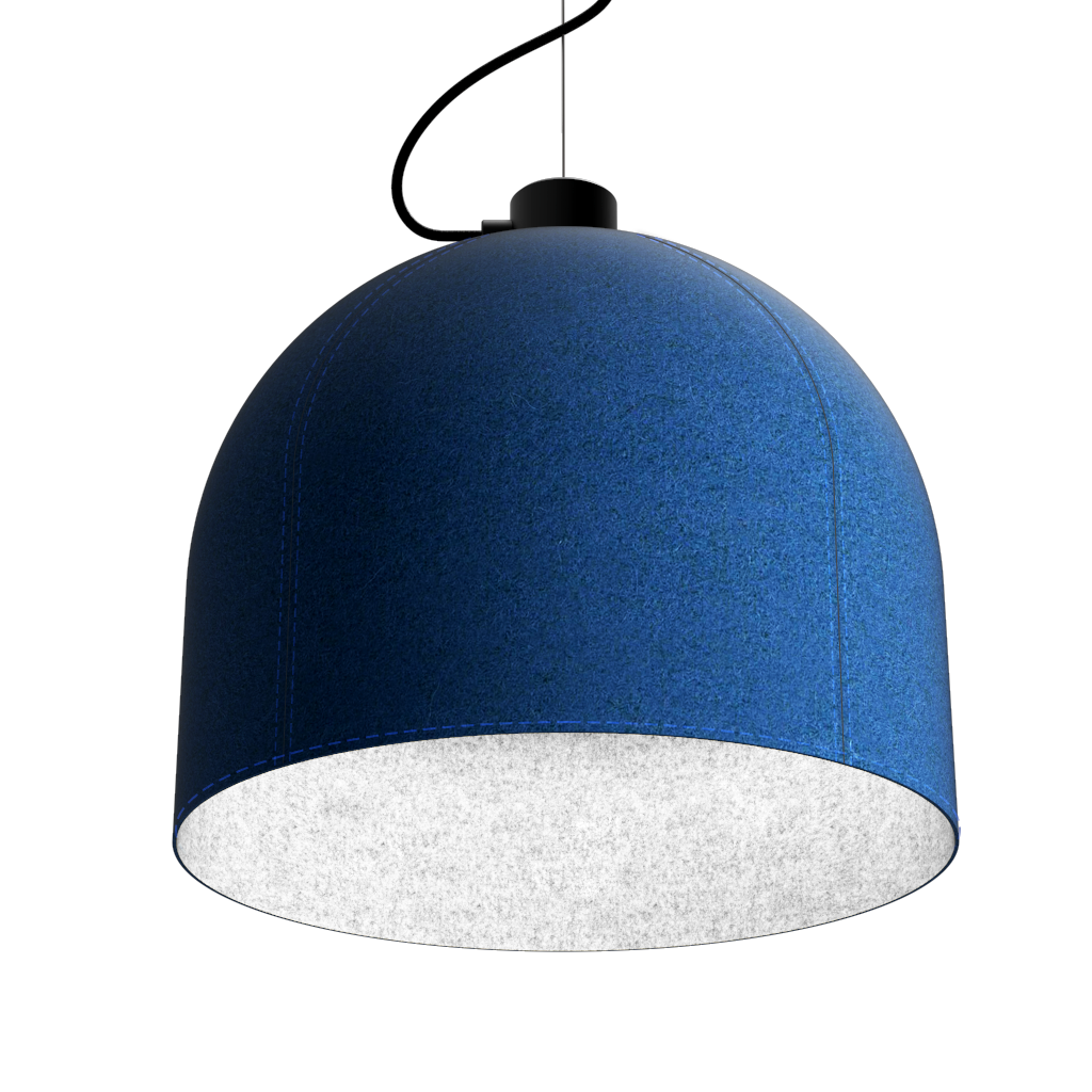 Luxx Box Aesthetic Dome Light with a deep blue exterior and a soft, white interior finish, hanging from a thin, black cord.